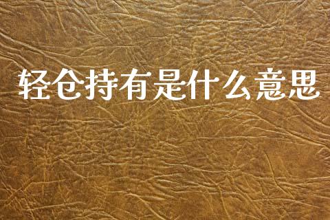 轻仓持有是什么意思_https://m.15771688.com_期货开户_第1张