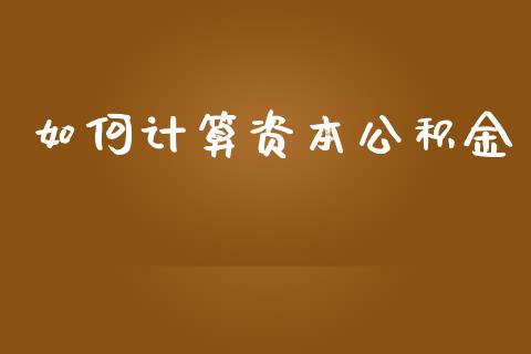 如何计算资本公积金_https://m.15771688.com_美国道指_第1张