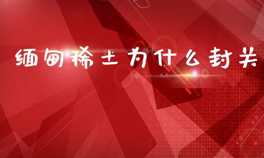 缅甸稀土为什么封关_https://m.15771688.com_美国道指_第1张