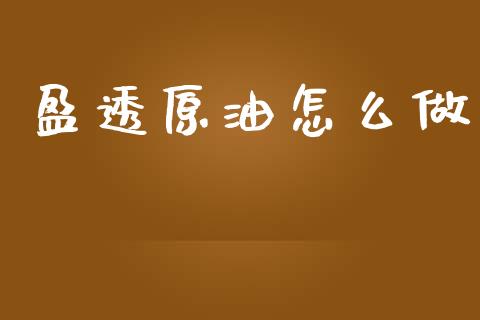 盈透原油怎么做_https://m.15771688.com_期货手续费_第1张