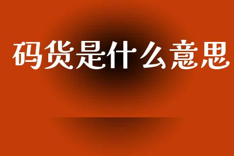 码货是什么意思_https://m.15771688.com_期货手续费_第1张