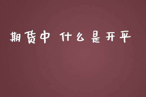 期货中 什么是开平_https://m.15771688.com_美国道指_第1张