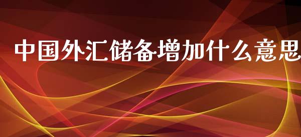 中国外汇储备增加什么意思_https://m.15771688.com_期货手续费_第1张