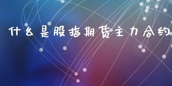 什么是股指期货主力合约_https://m.15771688.com_期货手续费_第1张
