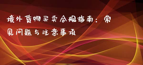 境外货物买卖合规指南：常见问题与注意事项_https://m.15771688.com_期货手续费_第1张