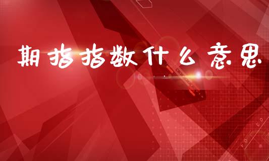 期指指数什么意思_https://m.15771688.com_美国道指_第1张