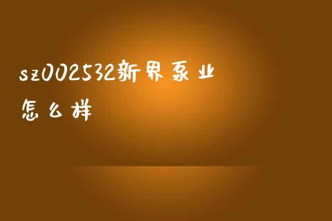 sz002532新界泵业怎么样_https://m.15771688.com_期货手续费_第1张