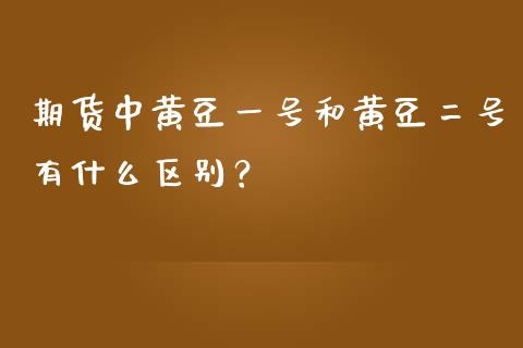期货中黄豆一号和黄豆二号有什么区别？_https://m.15771688.com_道指实时行情_第1张