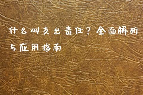 什么叫支出责任?全面解析与应用指南_美国道指_第1张_期货开户_期货手续费_道指实时行情_美国道指 什么叫支出责任?全面解析与应用指南_https://m.15771688.com_美国道指_第1张