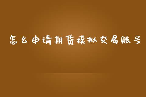 怎么申请期货模拟交易账号_https://m.15771688.com_期货手续费_第1张