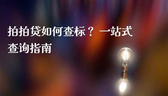 拍拍贷如何查标？ 一站式查询指南_https://m.15771688.com_期货手续费_第1张