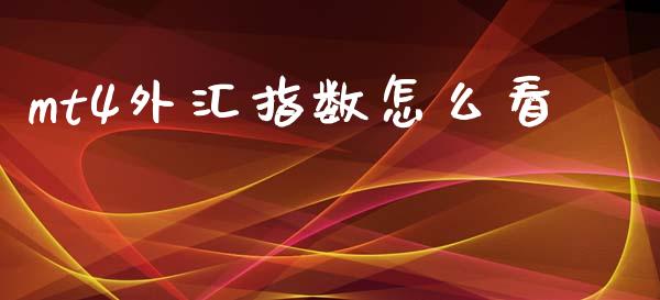 mt4外汇指数怎么看_https://m.15771688.com_期货手续费_第1张