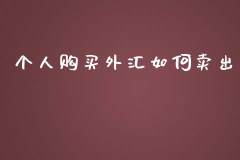 个人购买外汇如何卖出_https://m.15771688.com_道指实时行情_第1张