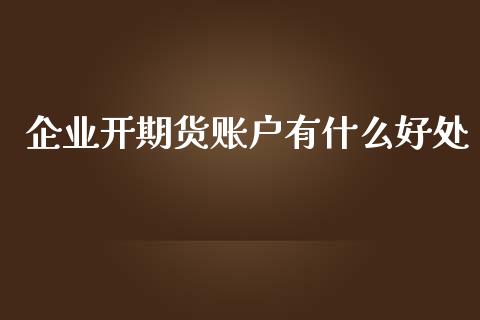 企业开期货账户有什么好处_https://m.15771688.com_期货手续费_第1张