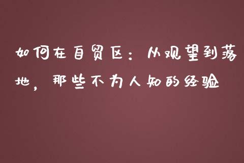 如何在自贸区：从观望到落地，那些不为人知的经验_https://m.15771688.com_道指实时行情_第1张