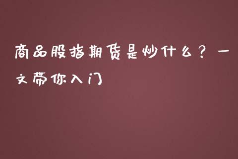商品股指期货是炒什么？一文带你入门_https://m.15771688.com_道指实时行情_第1张