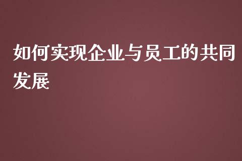 如何实现企业与员工的共同发展_https://m.15771688.com_美国道指_第1张