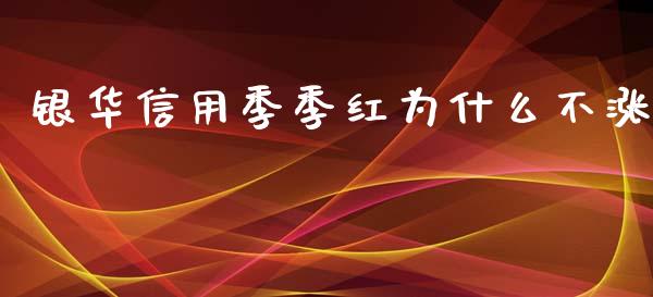 银华信用季季红为什么不涨_https://m.15771688.com_美国道指_第1张
