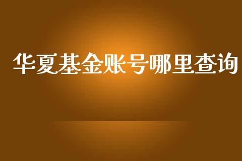 华夏基金账号哪里查询_https://m.15771688.com_美国道指_第1张