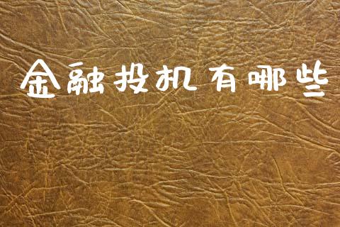 金融投机有哪些_https://m.15771688.com_期货手续费_第1张