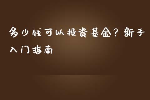 多少钱可以投资基金？新手入门指南_https://m.15771688.com_道指实时行情_第1张
