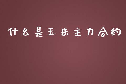什么是玉米主力合约_https://m.15771688.com_期货开户_第1张