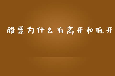股票为什么有高开和低开_https://m.15771688.com_期货手续费_第1张