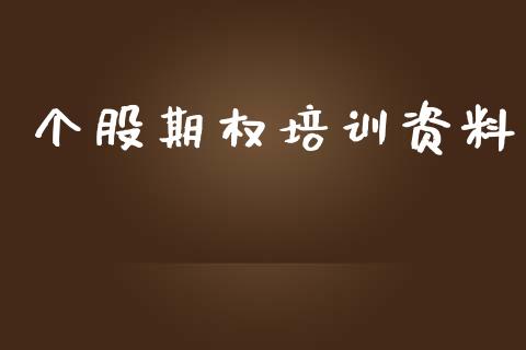 个股期权培训资料_https://m.15771688.com_期货开户_第1张