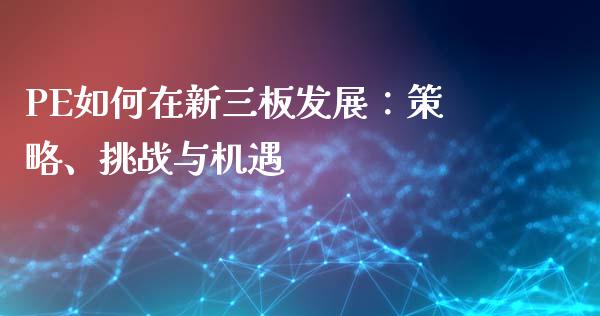 PE如何在新三板发展：策略、挑战与机遇_https://m.15771688.com_期货开户_第1张