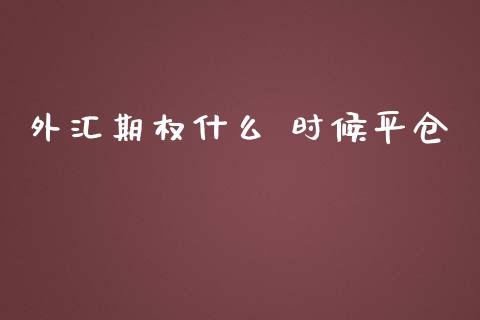外汇期权什么 时候平仓_https://m.15771688.com_期货手续费_第1张