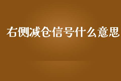 右侧减仓信号什么意思_https://m.15771688.com_期货手续费_第1张