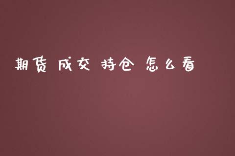 期货 成交 持仓 怎么看_https://m.15771688.com_期货开户_第1张