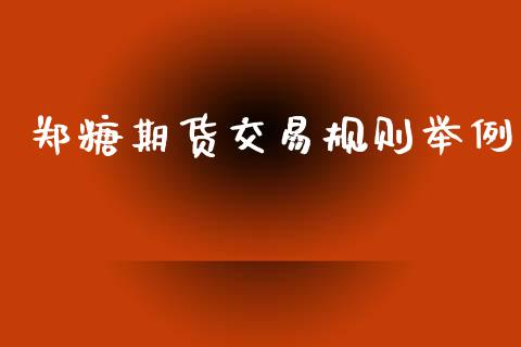 郑糖期货交易规则举例_https://m.15771688.com_期货手续费_第1张