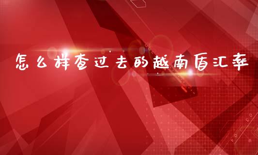 怎么样查过去的越南盾汇率_https://m.15771688.com_期货手续费_第1张