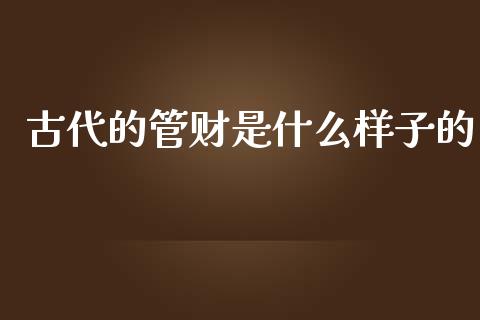 古代的管财是什么样子的_https://m.15771688.com_美国道指_第1张