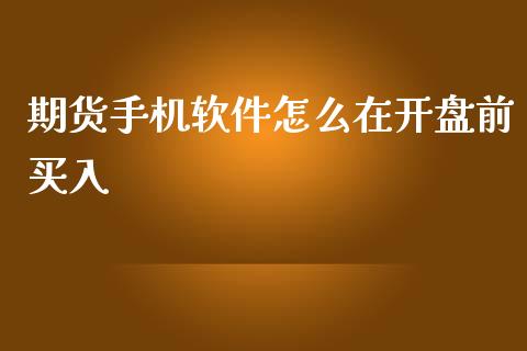 期货手机软件怎么在开盘前买入_https://m.15771688.com_期货开户_第1张