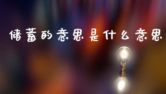 储蓄的意思是什么意思_https://m.15771688.com_美国道指_第1张