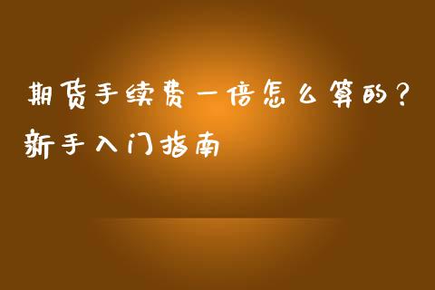 期货手续费一倍怎么算的？新手入门指南_https://m.15771688.com_期货开户_第1张