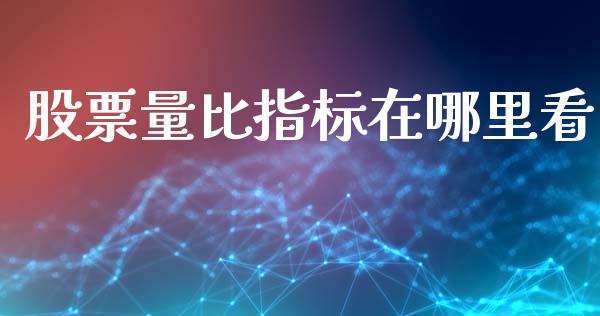 股票量比指标在哪里看_https://m.15771688.com_期货手续费_第1张