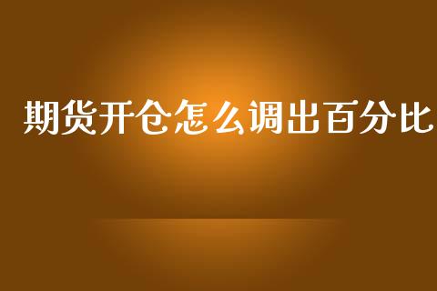 期货开仓怎么调出百分比_https://m.15771688.com_期货手续费_第1张