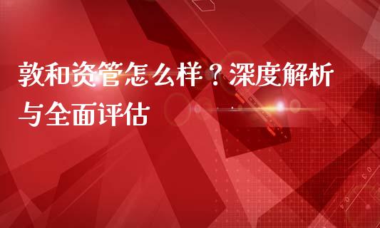敦和资管怎么样？深度解析与全面评估_https://m.15771688.com_期货手续费_第1张