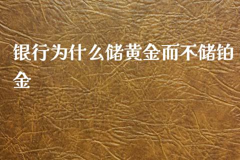 银行为什么储黄金而不储铂金_https://m.15771688.com_美国道指_第1张