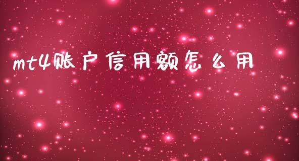 mt4账户信用额怎么用_https://m.15771688.com_期货手续费_第1张