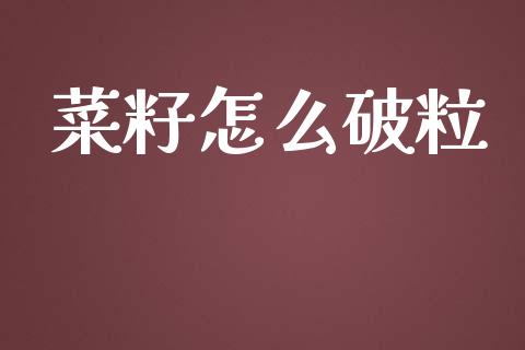 菜籽怎么破粒_https://m.15771688.com_期货开户_第1张