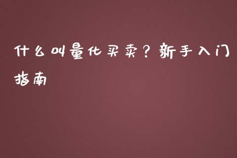 什么叫量化买卖？新手入门指南_https://m.15771688.com_期货开户_第1张