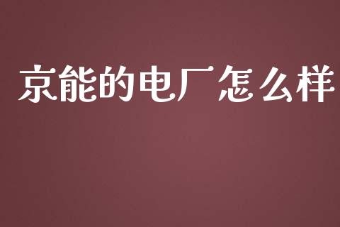 京能的电厂怎么样_https://m.15771688.com_期货手续费_第1张