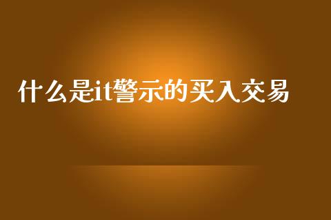 什么是it警示的买入交易_https://m.15771688.com_期货开户_第1张