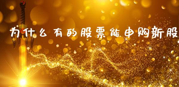 为什么有的股票能申购新股_https://m.15771688.com_期货手续费_第1张