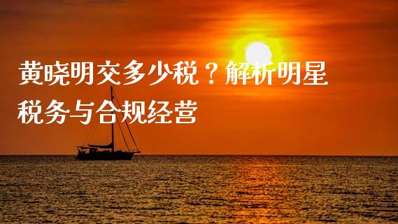 黄晓明交多少税？解析明星税务与合规经营_https://m.15771688.com_期货开户_第1张