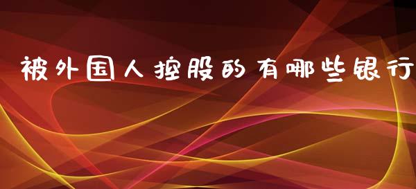 被外国人控股的有哪些银行_https://m.15771688.com_期货开户_第1张
